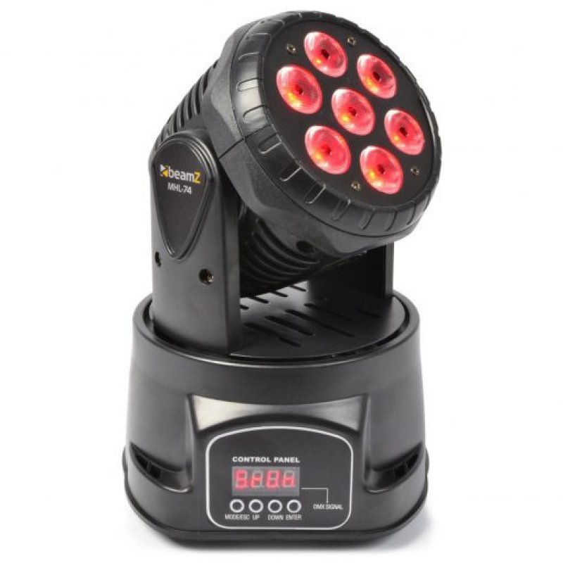 Beamz mhl-74 led mini moving head wash 7x10w rgbw 13ch dmx