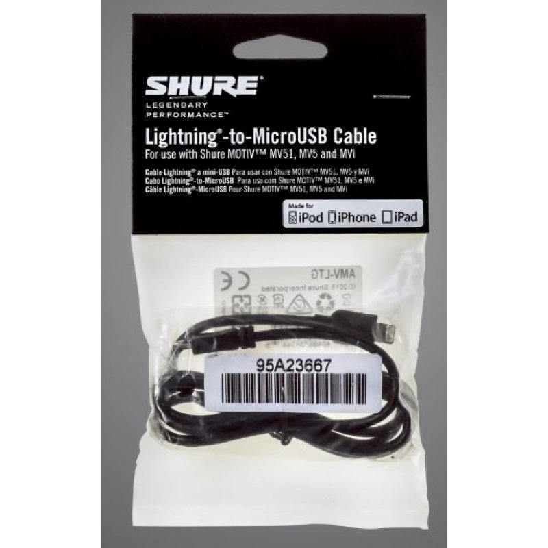 Shure amv-ltg lightning to mirco usb cable